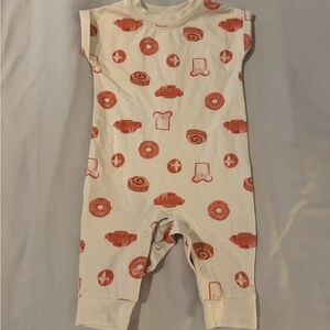 Cat & Jack Cream Baby Romper with Coral Pastry Print